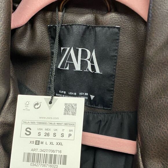 NWT ZARA WASHED FAUX LEATHER OVERSIZED BIKER Jacket Sz S - Picture 6 of 7